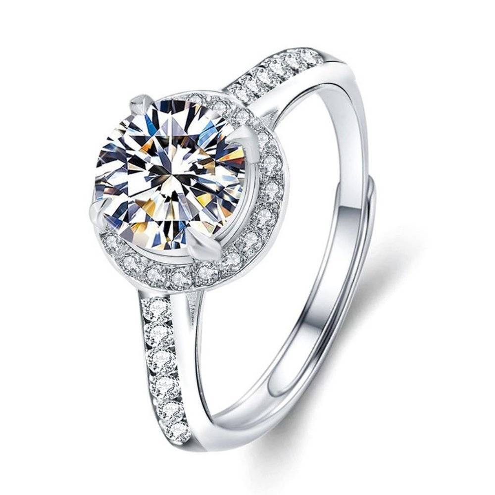 Certified 1ct. t.w. Diamond Moissanite Engagement Ring NEW H - Picture 1 of 6